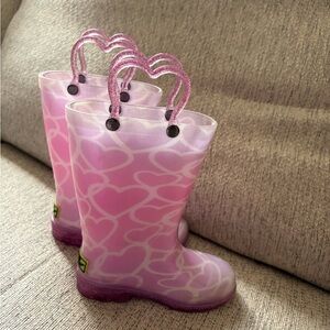 Western Chief Pink Heart Kids Rain Boots